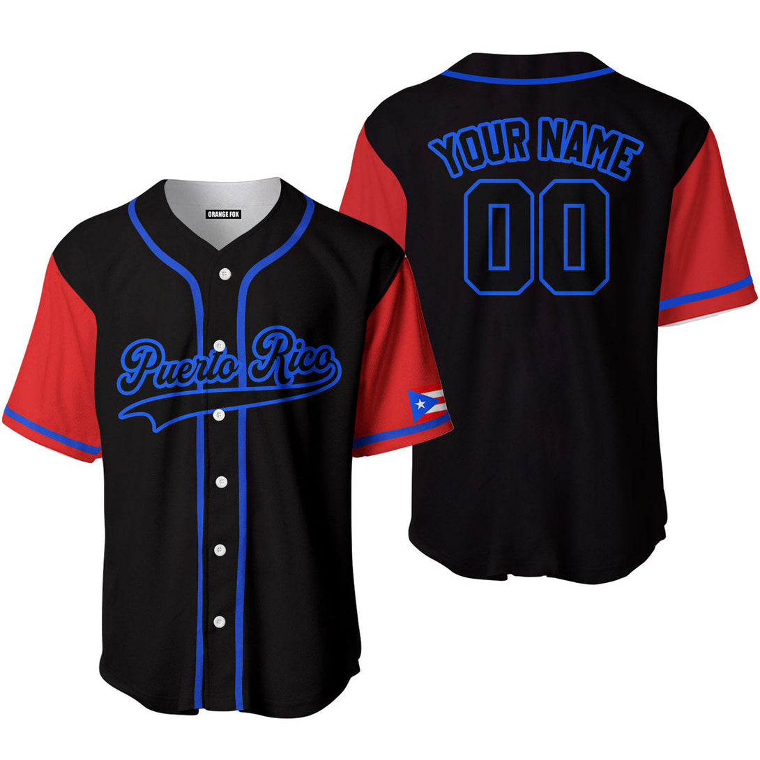 Puerto Rico Black Red Black Blue Custom Name Baseball Jerseys For Men & Women