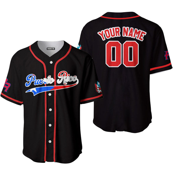 Puerto Rico Black Red White Custom Name Baseball Jerseys For Men & Women