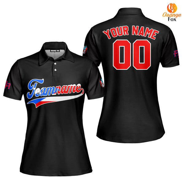 Puerto Rico Black Red White Custom Polo Shirt For Women