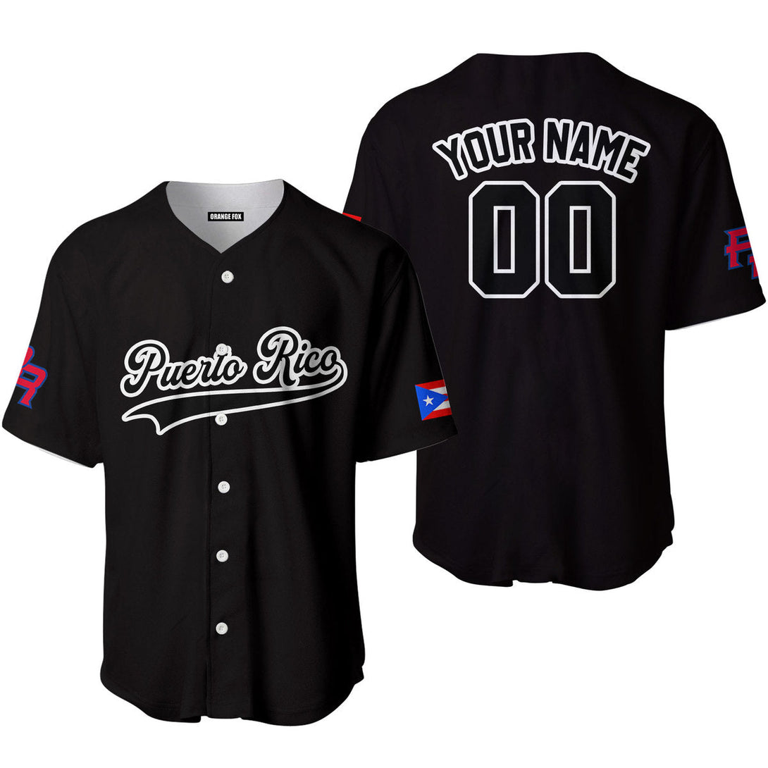 Puerto Rico Black White Custom Name Baseball Jerseys For Men & Women