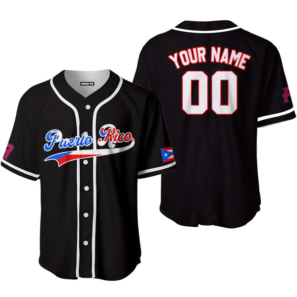 Puerto Rico Black White Red Custom Name Baseball Jerseys For Men & Women