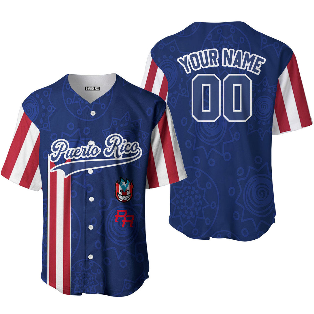 Puerto Rico Flag Blue White Custom Name Baseball Jerseys For Men & Women