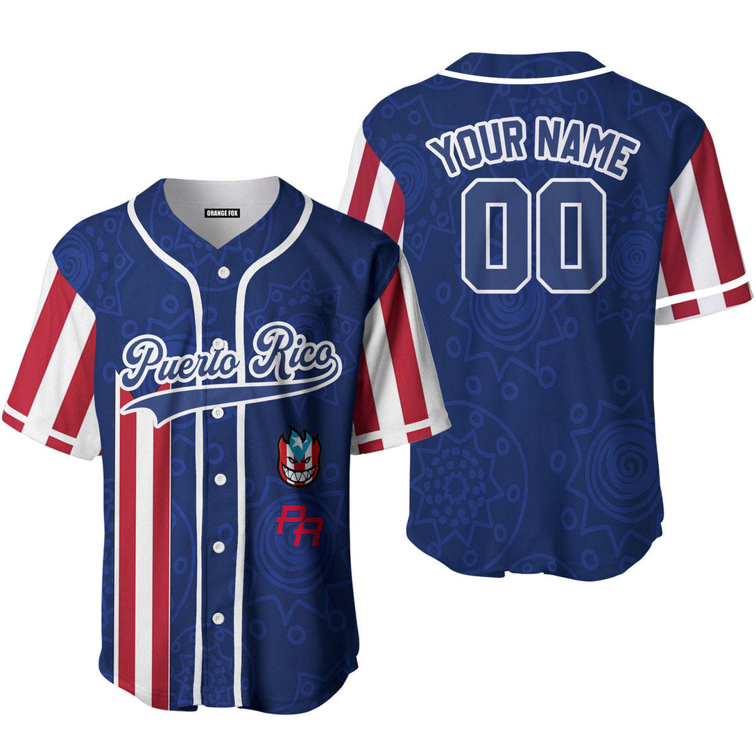 Puerto Rico Flag Blue White Custom Name Baseball Jerseys For Men & Women