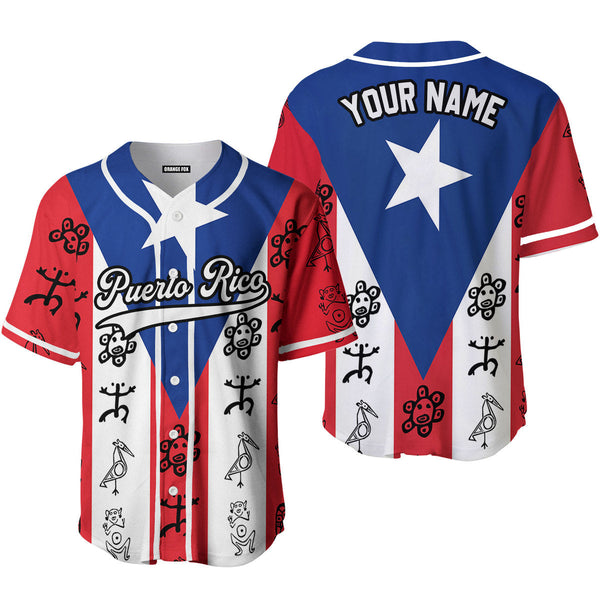 Puerto Rico Flag Funny Sketch White Black Custom Name Baseball Jerseys For Men & Women