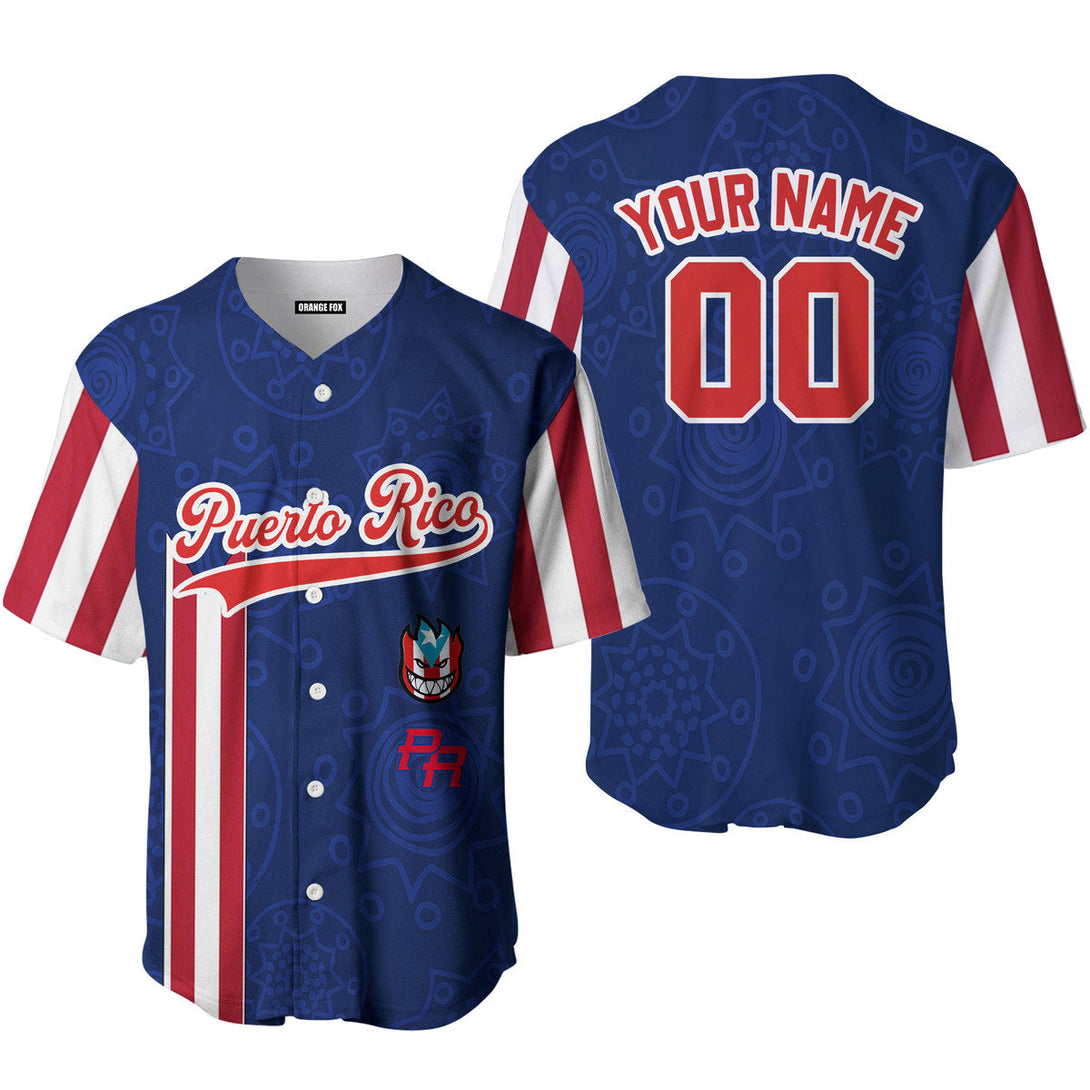 Puerto Rico Flag Red White Custom Name Baseball Jerseys For Men & Women