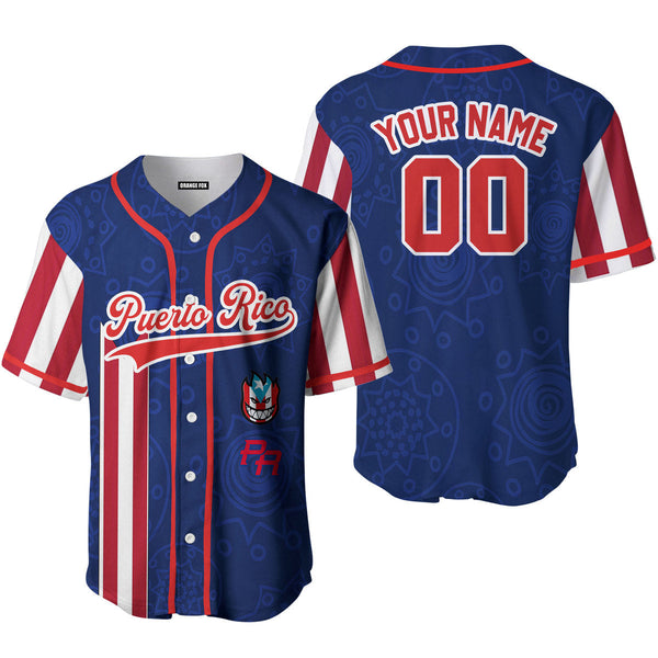 Puerto Rico Flag Red White Custom Name Baseball Jerseys For Men & Women