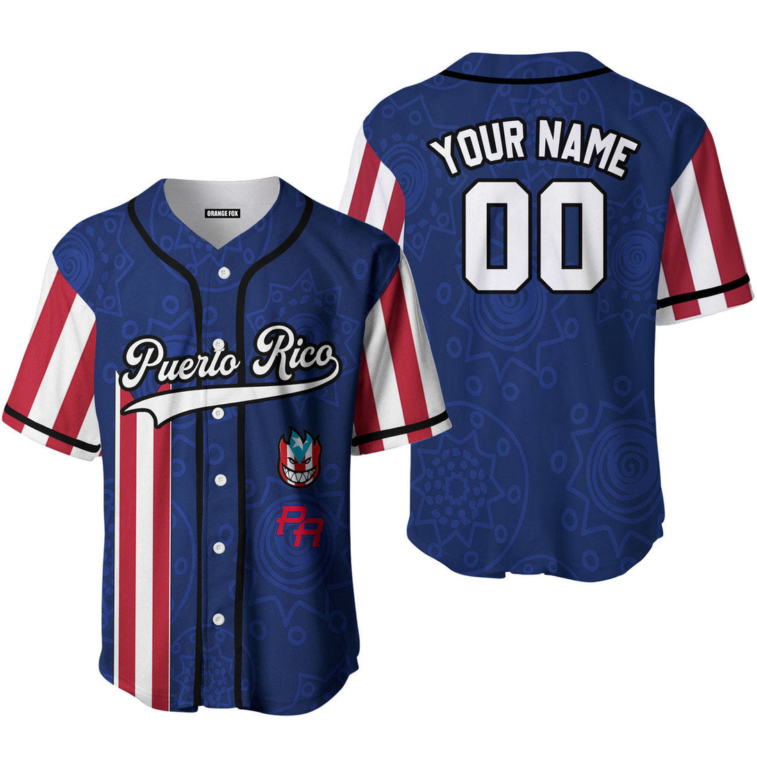 Puerto Rico Flag White Black Custom Name Baseball Jerseys For Men & Women