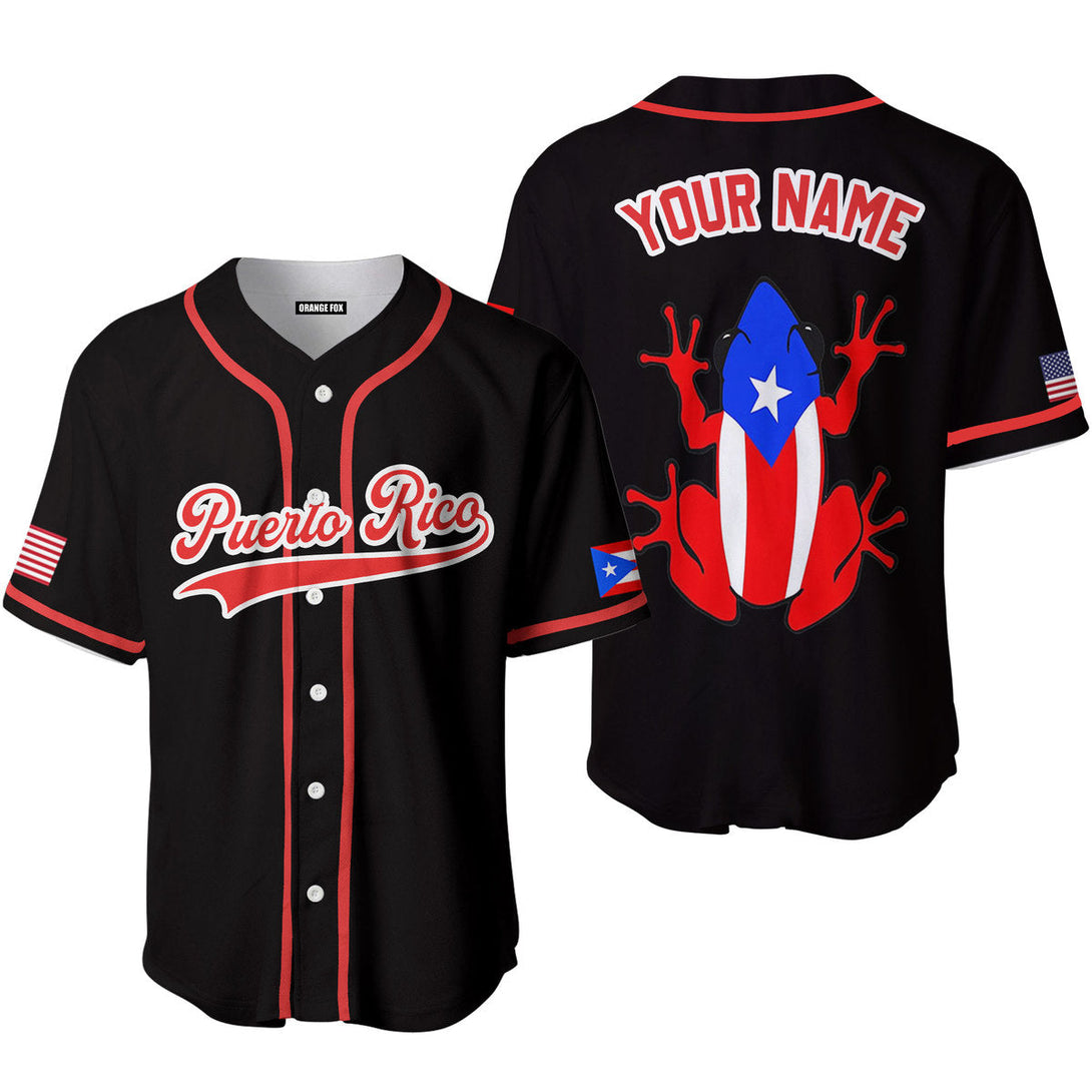 Puerto Rico Frog Black Red White Custom Name Baseball Jerseys For Men & Women