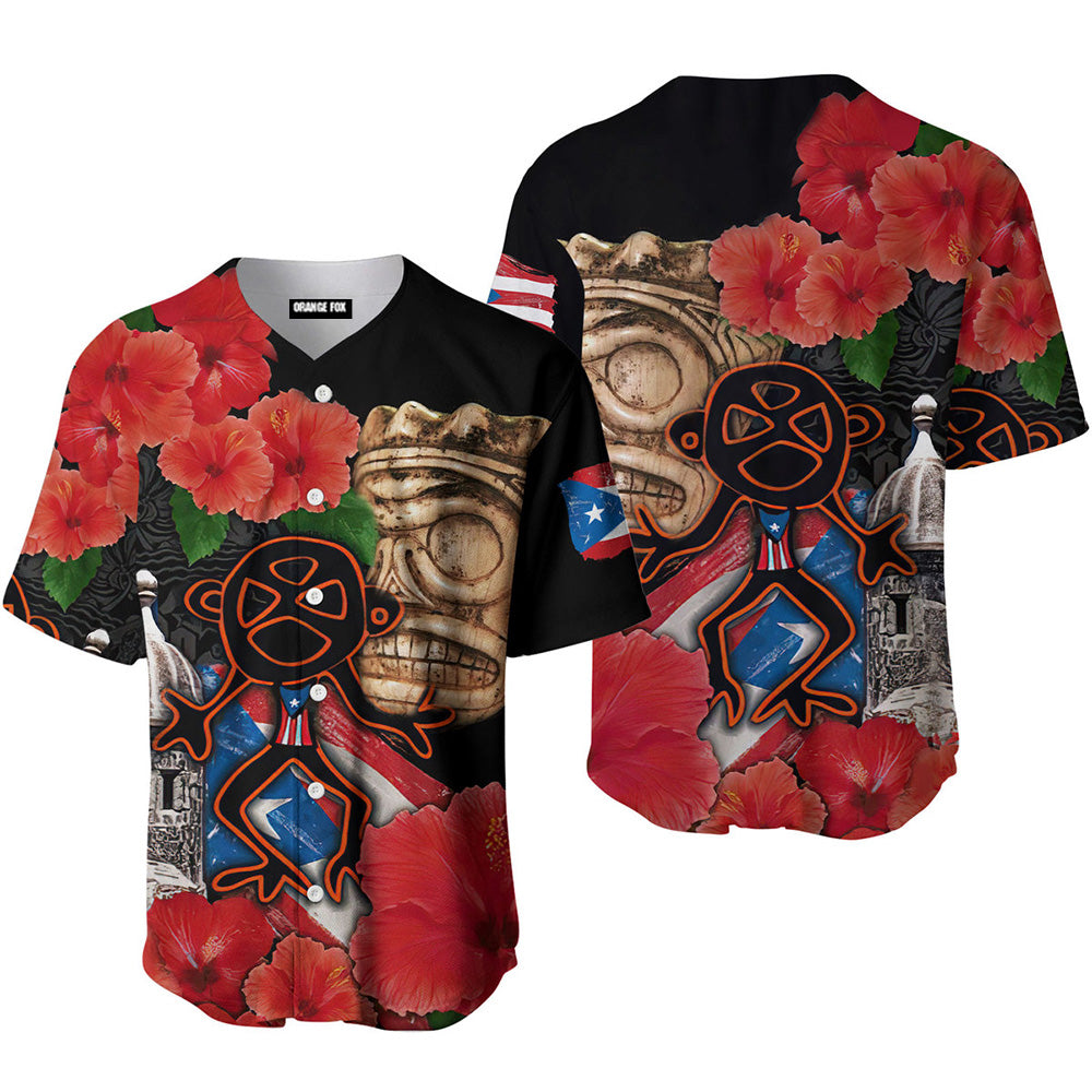 Puerto Rico - Gift For Puerto Rican, Puerto Rico Lovers - Sol Taino With Maga Flower Baseball Jersey For Men & Women