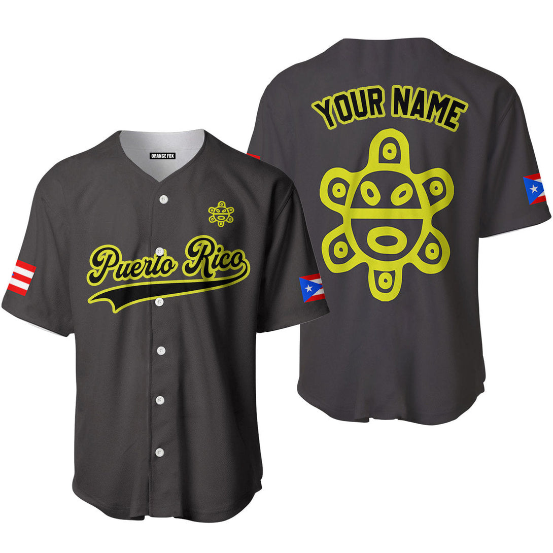 Puerto Rico Grey Black Yellow Custom Name Baseball Jerseys For Men & Women