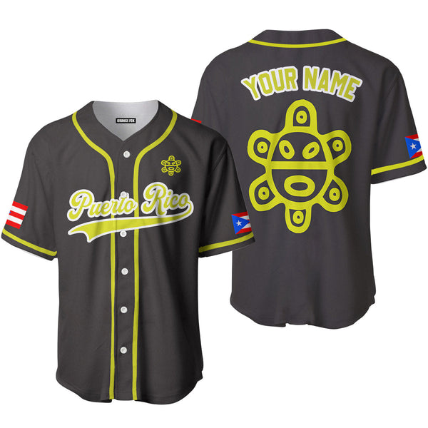 Puerto Rico Grey Yellow White Custom Name Baseball Jerseys For Men & Women