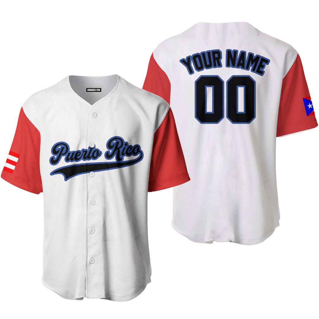 Puerto Rico White Red Black Blue Custom Name Baseball Jerseys For Men & Women