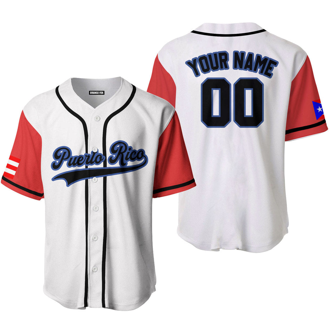 Puerto Rico White Red Black Blue Custom Name Baseball Jerseys For Men & Women