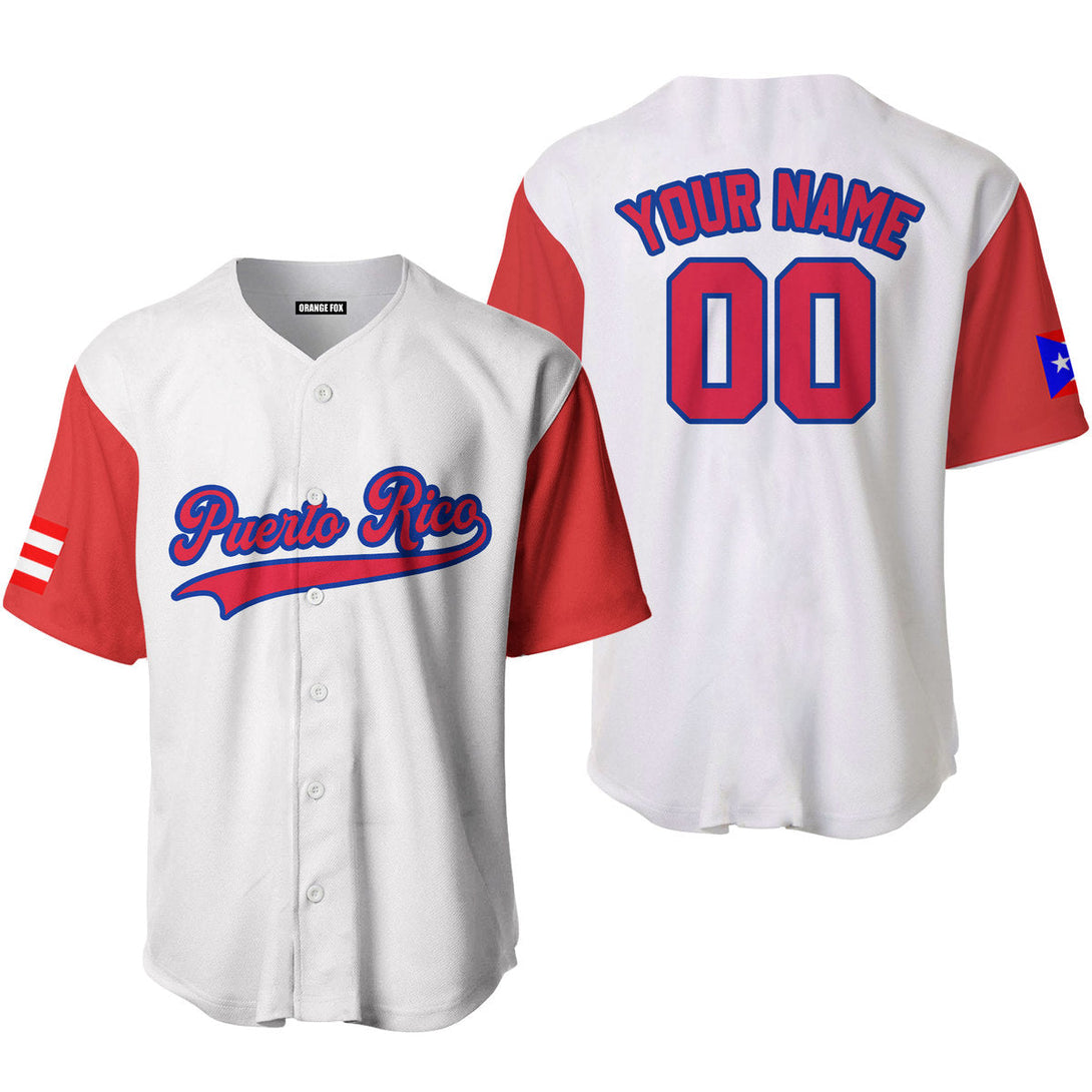 Puerto Rico White Red Blue Custom Name Baseball Jerseys For Men & Women