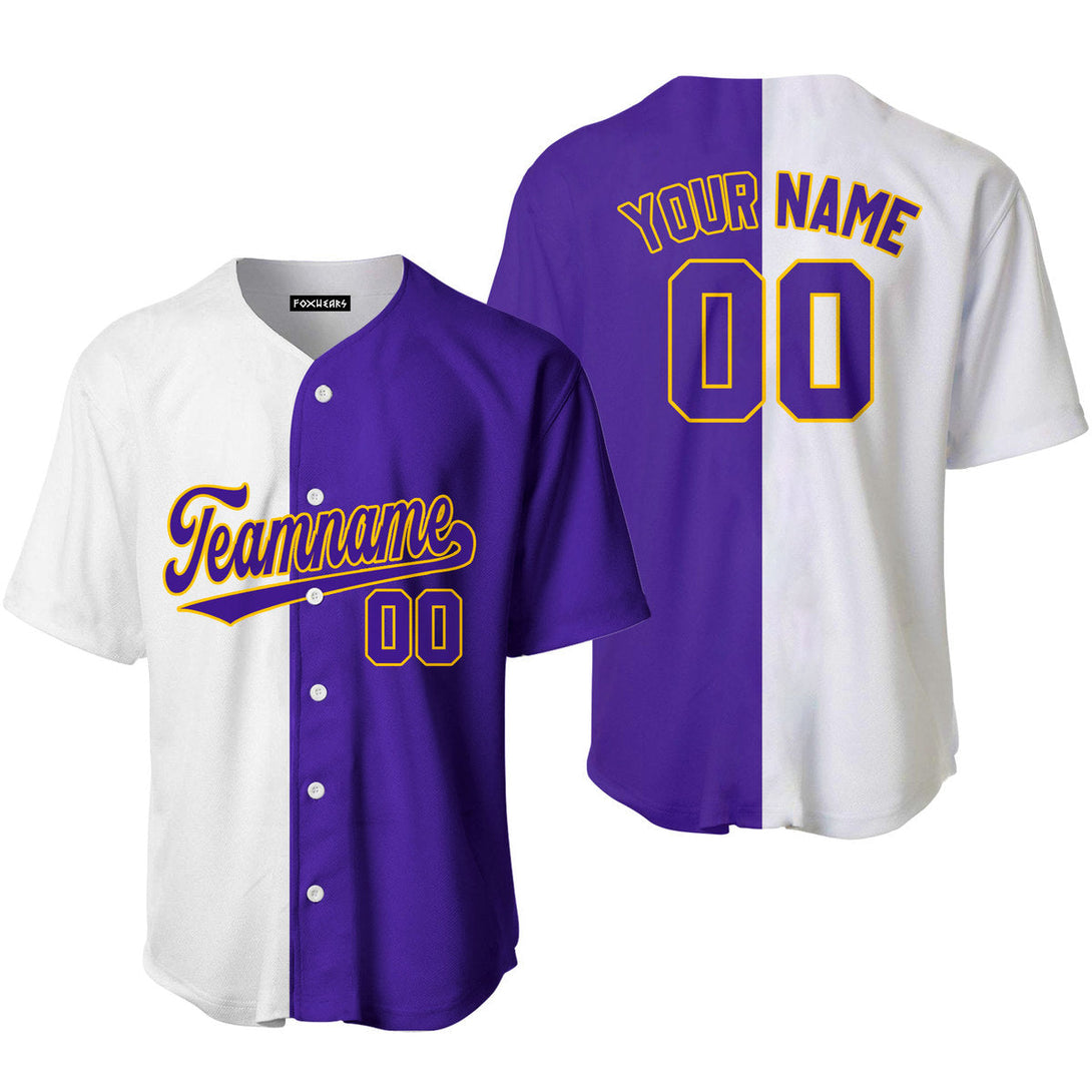 Purple Gold White Split Fashion - Gift for Men & Women - Custom Baseball Jerseys