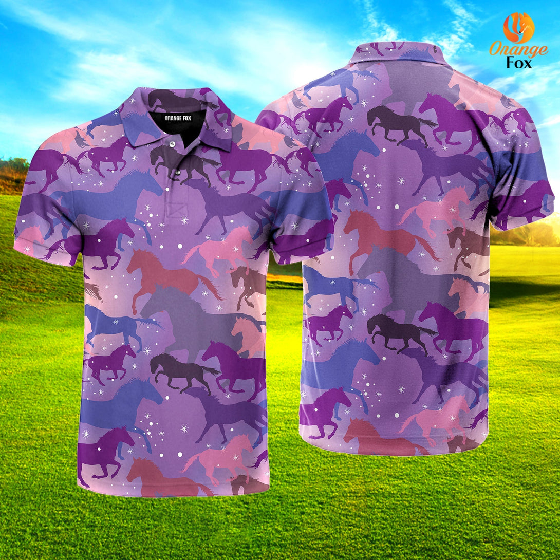 Purple Horses Polo Shirt For Men