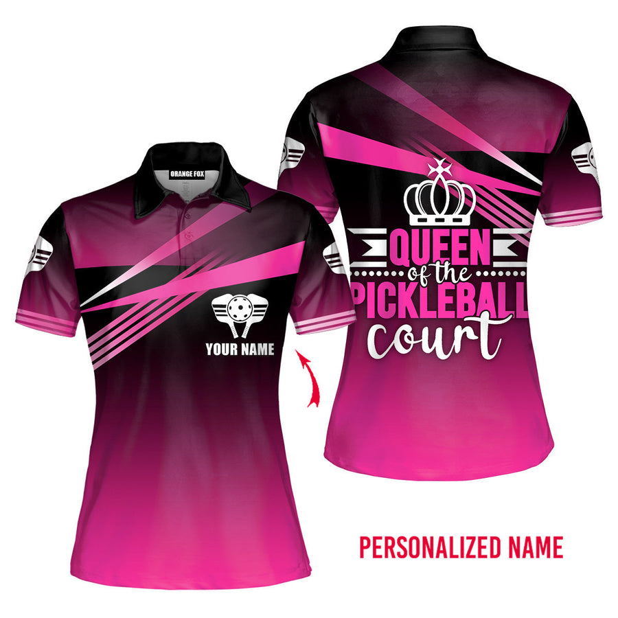 Queen Of The Pickleball Court - Gift for Women, Pickleball Lovers - Pink Polo Shirt