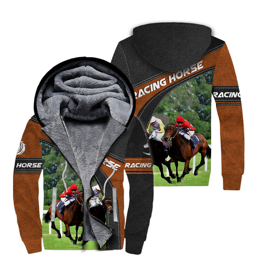 Racing Horse Fleece Zip Hoodie For Men & Women