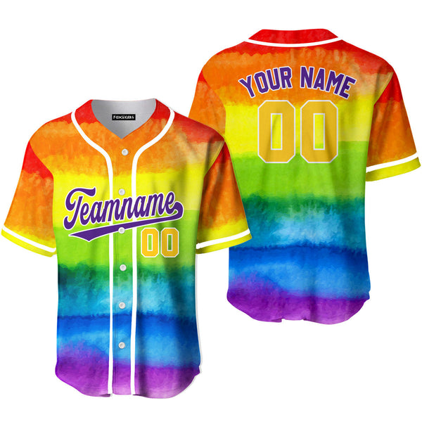 Rainbow Pride LGBT - Gift for Lovers - Purple White Custom Baseball Jerseys For Men & Women