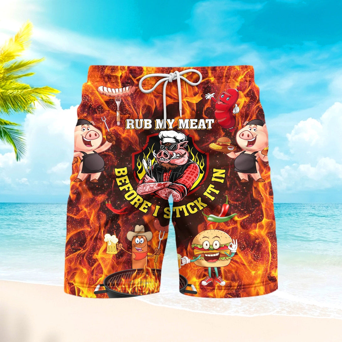 Real Dads Play With Fire He Love BBQ Beach Shorts For Men