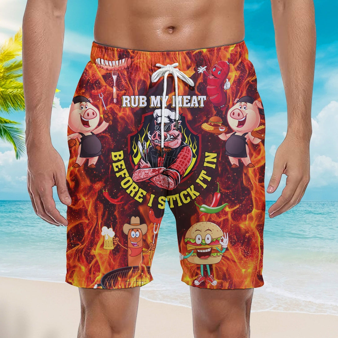 Real Dads Play With Fire He Love BBQ Beach Shorts For Men