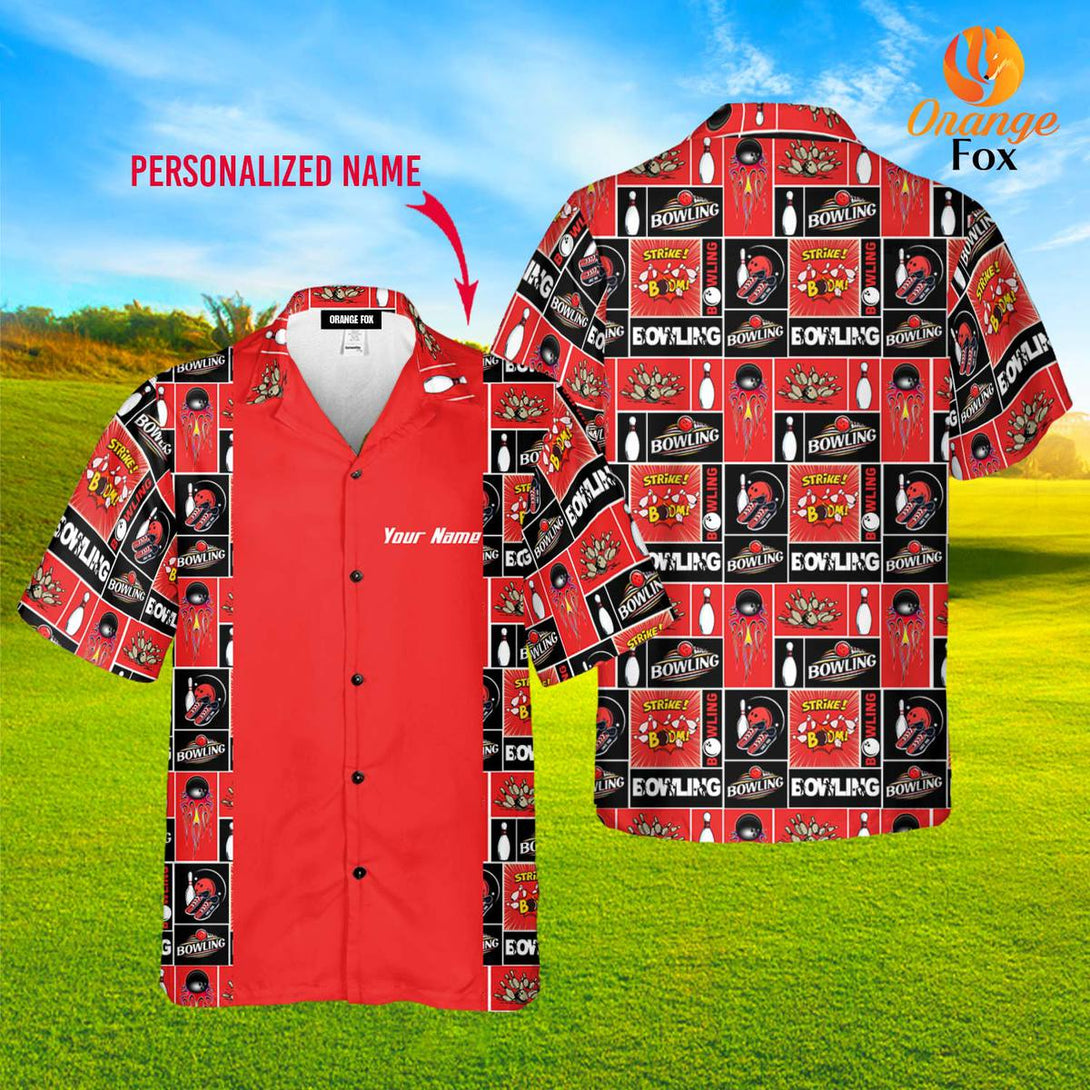 Red Bowling V2 Custom Name Hawaiian Shirt For Men & Women