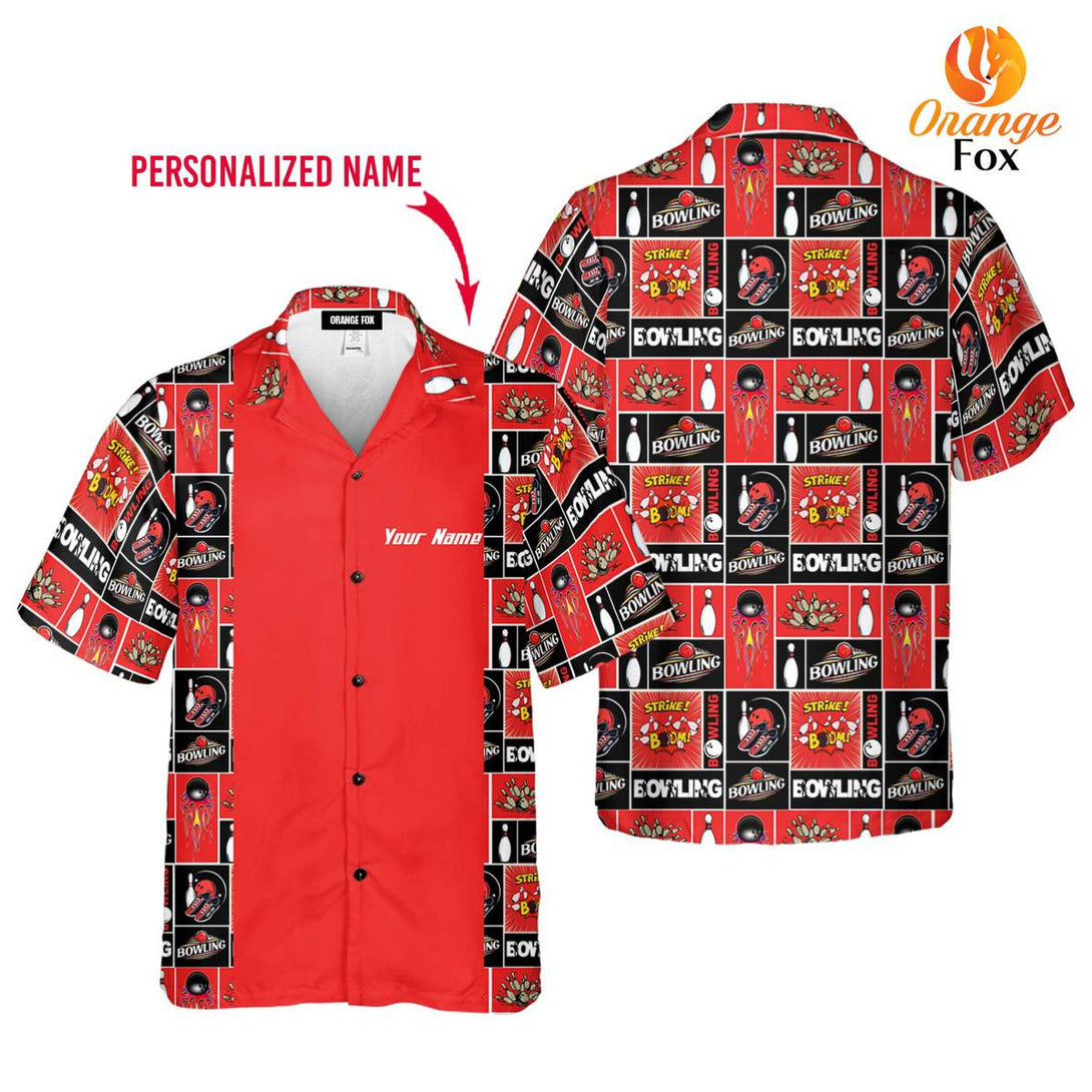 Red Bowling V2 Custom Name Hawaiian Shirt For Men & Women