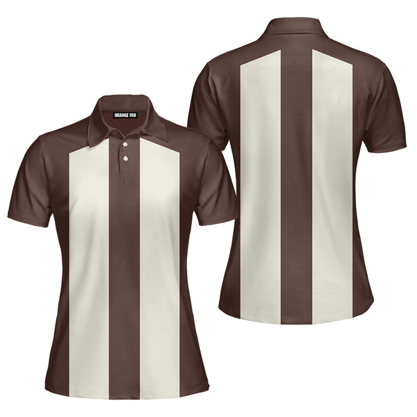 Retro 50s Bowling - Gift for Women, Bowling Lovers - Brown Two Tone Casual Rockabilly Polo Shirt