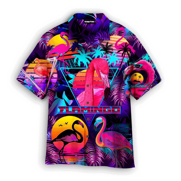 Retro Neon Tropical Flamingo Hawaiian Shirt For Men And Women WT2007