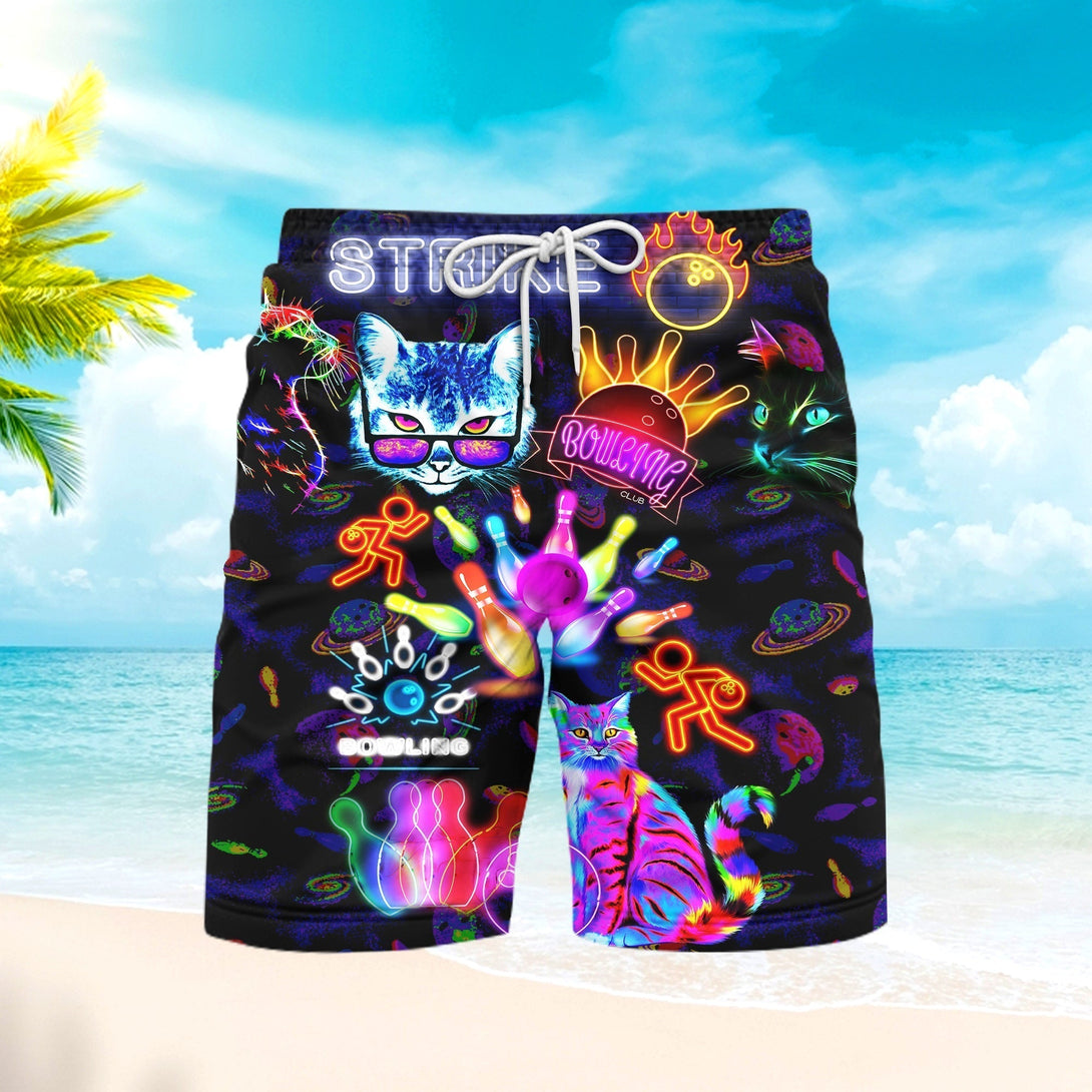 Rolling With My Homies Cats Bowling Beach Shorts For Men