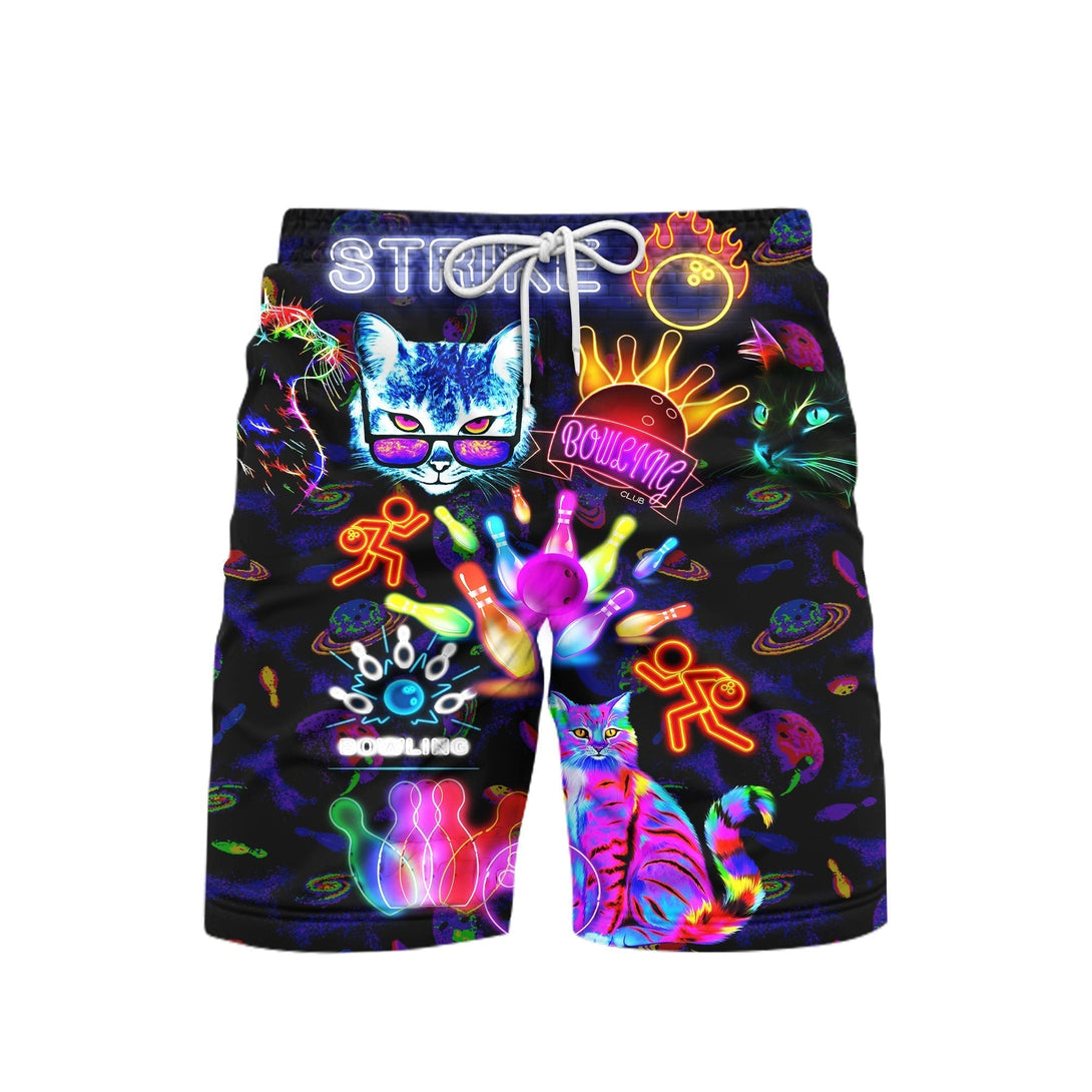 Rolling With My Homies Cats Bowling Beach Shorts For Men