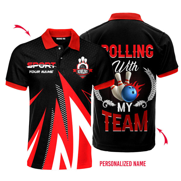 Rolling With My Team Bowling Custom Name Polo Shirt For Men & Women