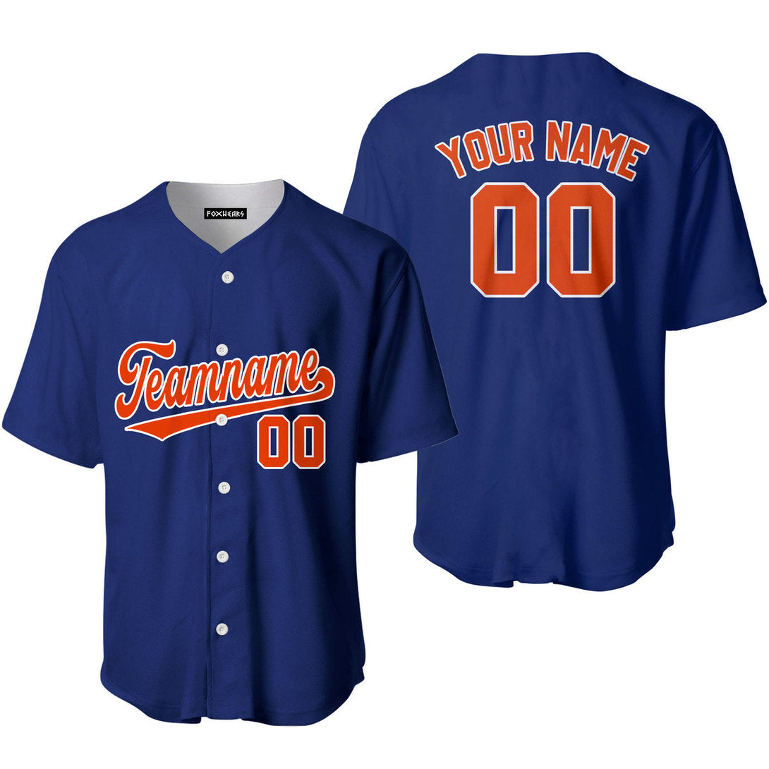 Royal Blue Orange White Custom Baseball Jerseys For Men & Women