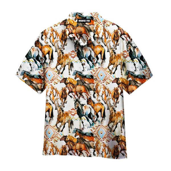 Running Wild Horse With Tribal Texture Hawaiian Shirt For Men & Women