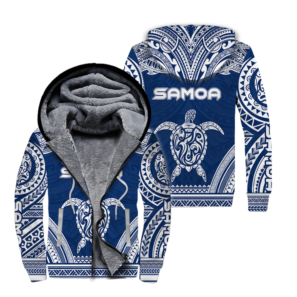 Samoa Turtle Bohemian Fleece Zip Hoodie For Men & Women