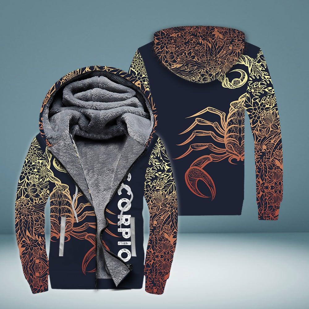 Scorpio Zodiac Fleece Zip Hoodie For Men & Women