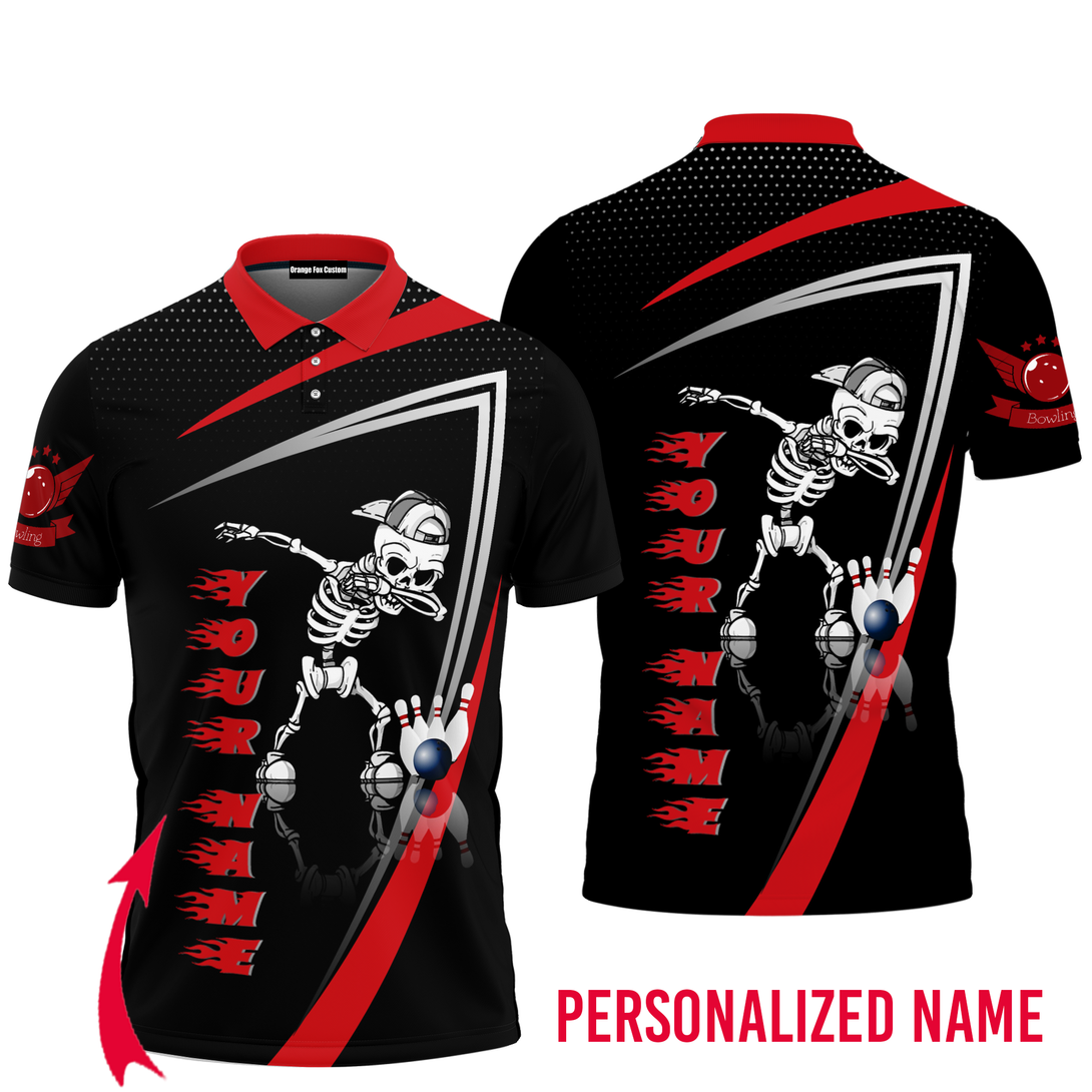 Skull Bowling Dab Custom Name Polo Shirt For Men & Women