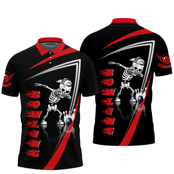 Skull Bowling Dab Polo Shirt For Men