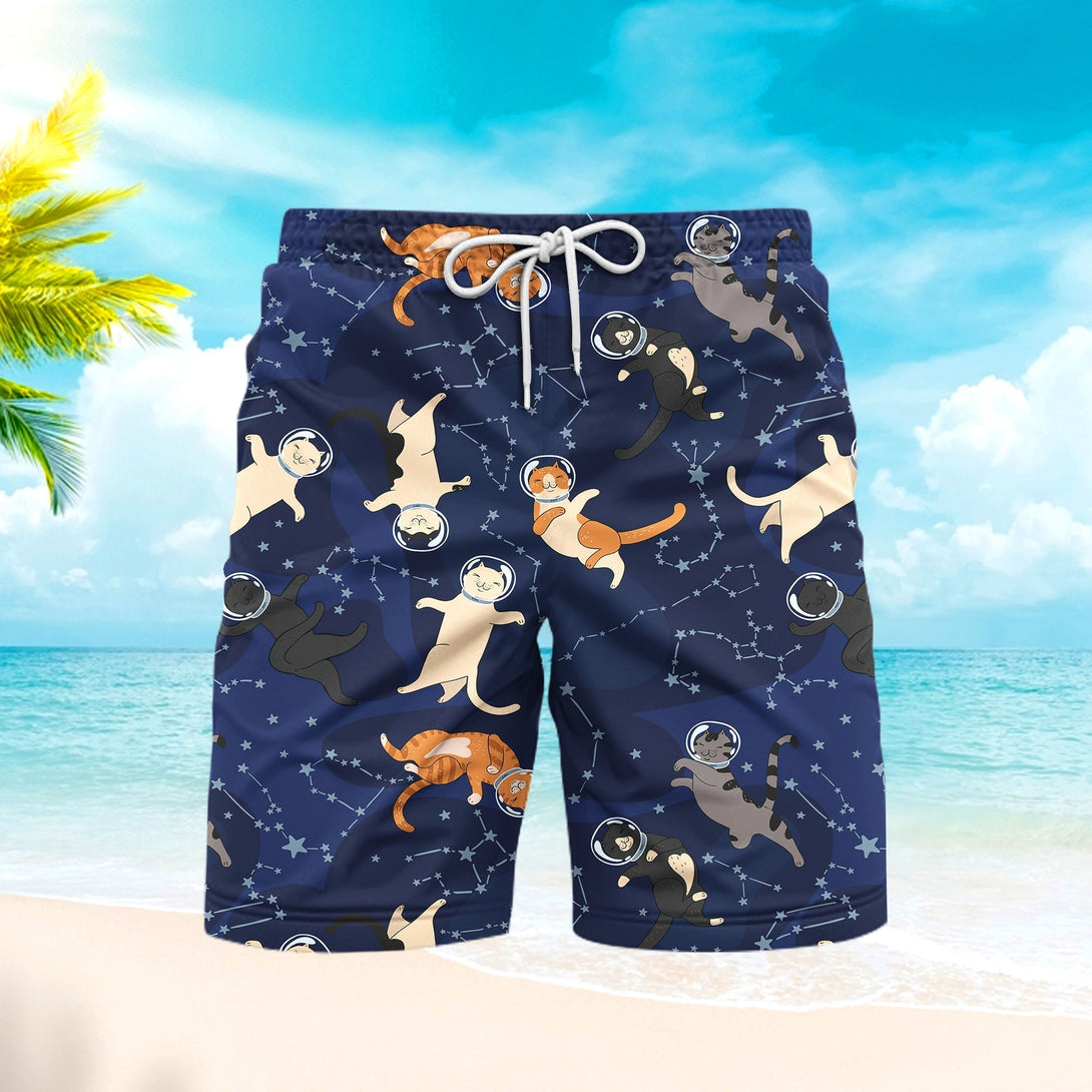 Space Cats Beach Shorts For Men