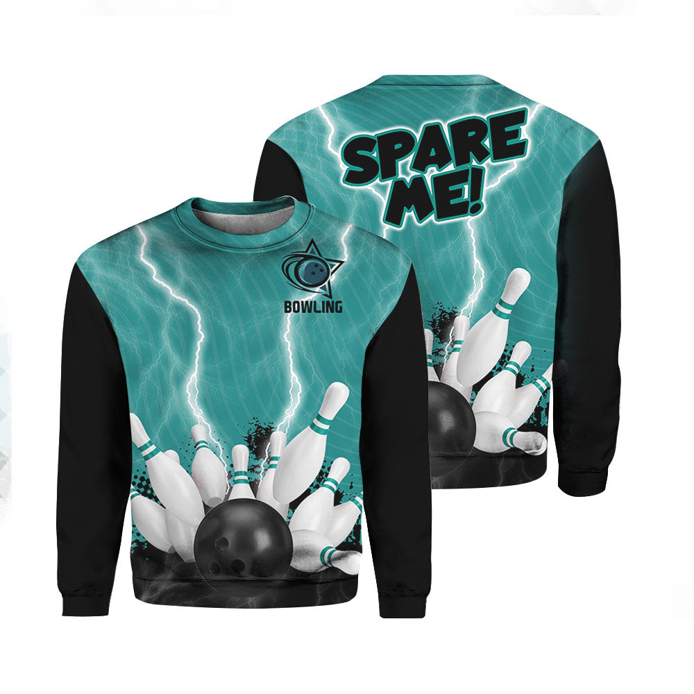 Spare Me Bowling Black Crewneck Sweatshirt For Men & Women
