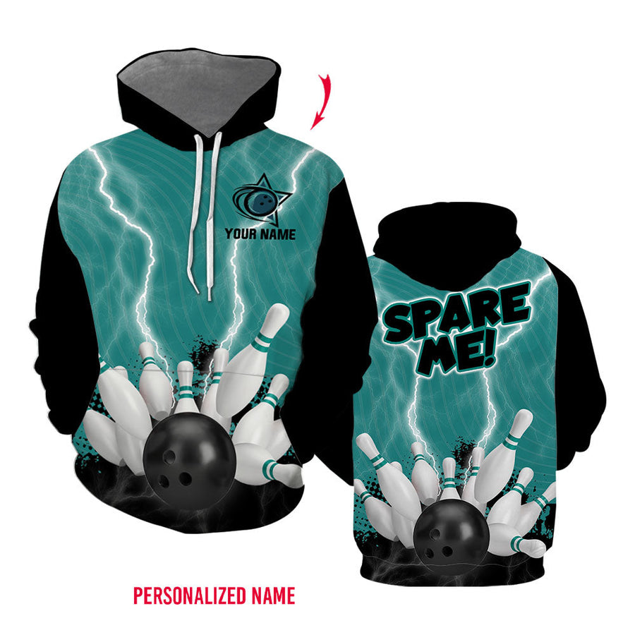 Spare Me Bowling Black Custom Name Hoodie For Men & Women