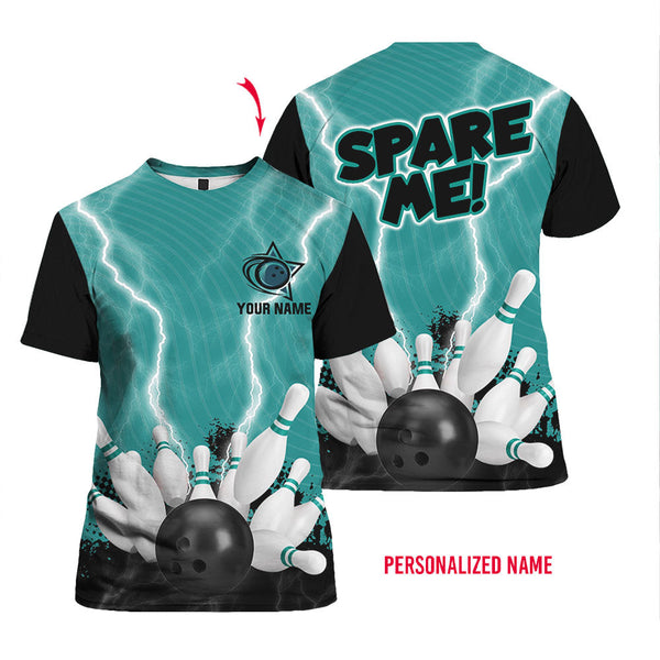 Spare Me Bowling Black Custom Name T Shirt For Men & Women