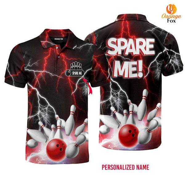 Spare Me Bowling Red Light Custom Name Polo Shirt For Men & Women
