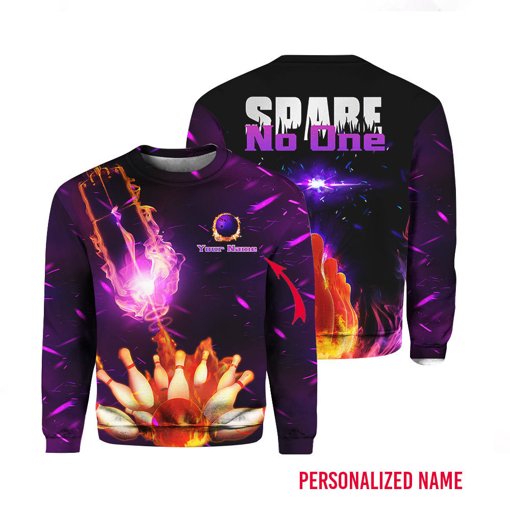 Spare No One Bowling Custom Name Crewneck Sweatshirt For Men & Women