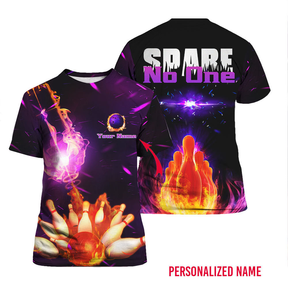 Spare No One Bowling Custom Name T Shirt For Men & Women