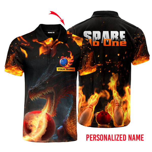 Spare No One Bowling Dragon Custom Name Polo Shirt For Men & Women