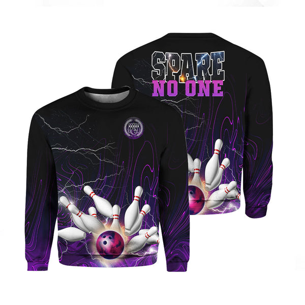 Spare No One Purple Bowling Purple Crewneck Sweatshirt For Men & Women