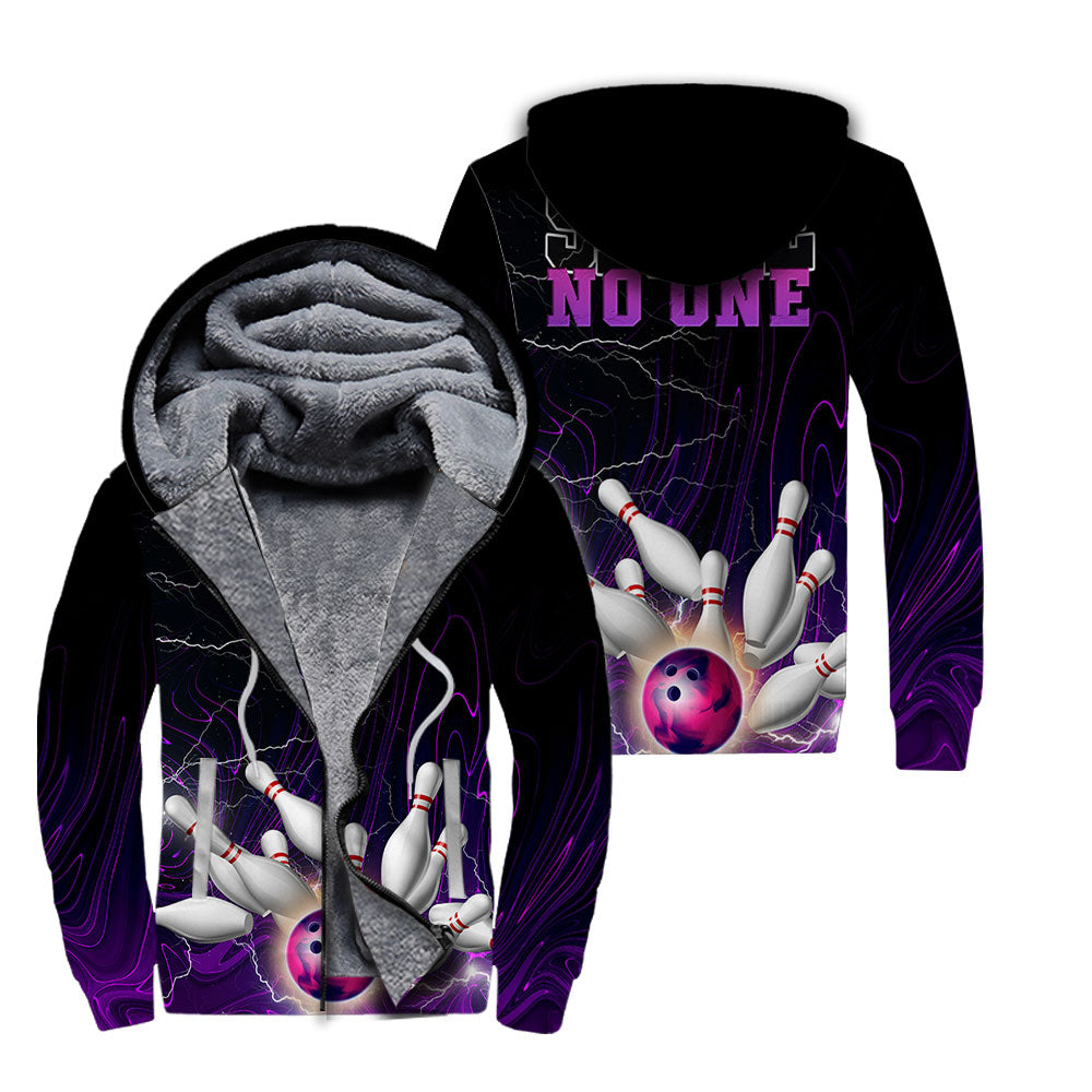 Spare No One Purple Bowling Purple Fleece Zip Hoodie For Men & Women