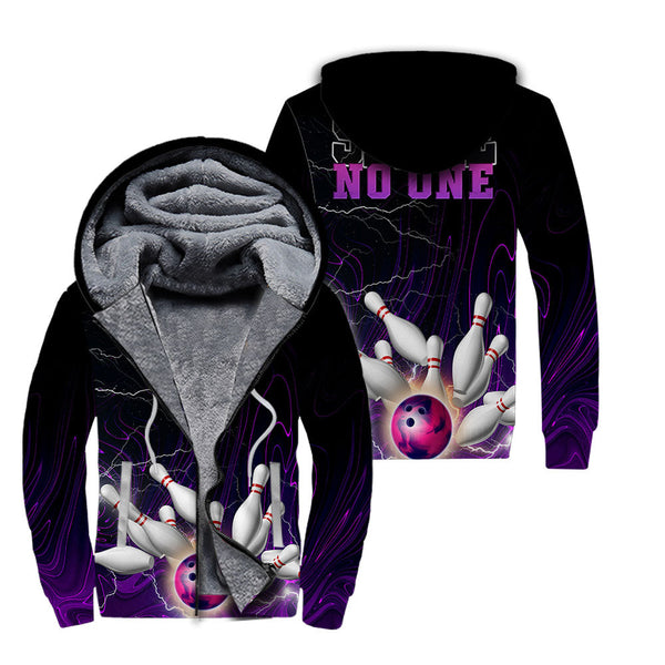 Spare No One Purple Bowling Purple Fleece Zip Hoodie For Men & Women