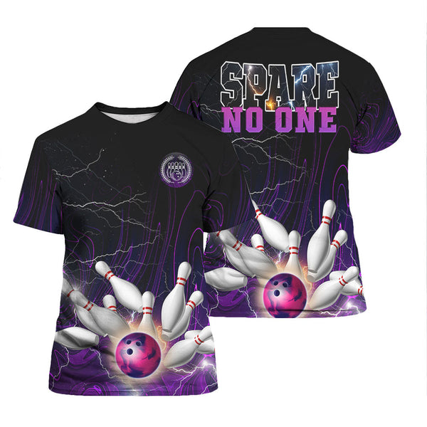 Spare No One Purple Bowling Purple T-Shirt For Men & Women